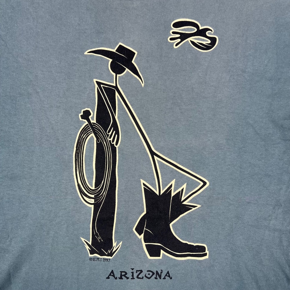 Vintage 1997 EMI Arizona Cowboy T-Shirt Mens XL Green Single Stitch Western